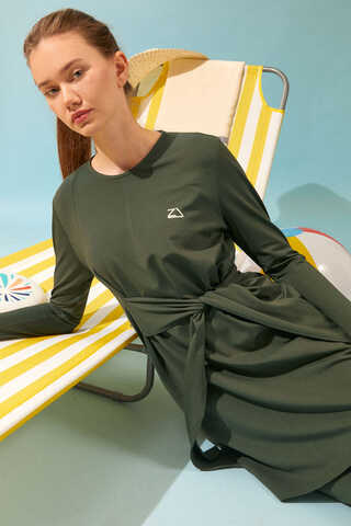 Side Tie Swimsuit Set Khaki - 12