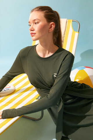 Side Tie Swimsuit Set Khaki - 14