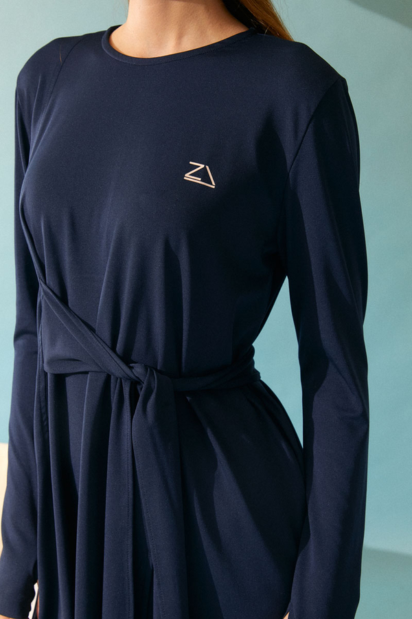 Side Tie Swimsuit Set Navy - 6