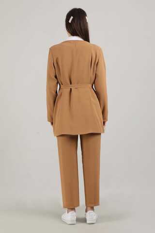 Side Tied Tunic Suit Camel - 5