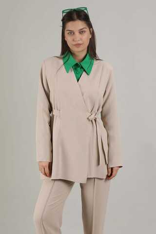 Side Tied Tunic Suit Cream - 2