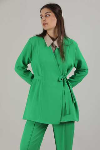 Side Tied Tunic Suit Green - 2