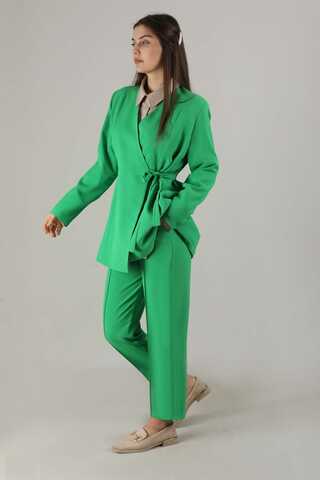 Side Tied Tunic Suit Green - 3