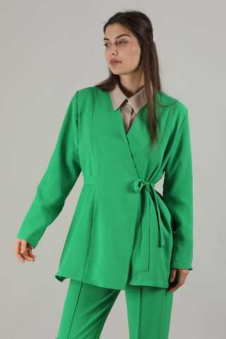 Side Tied Tunic Suit Green - 4