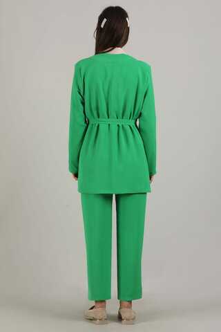 Side Tied Tunic Suit Green - 5
