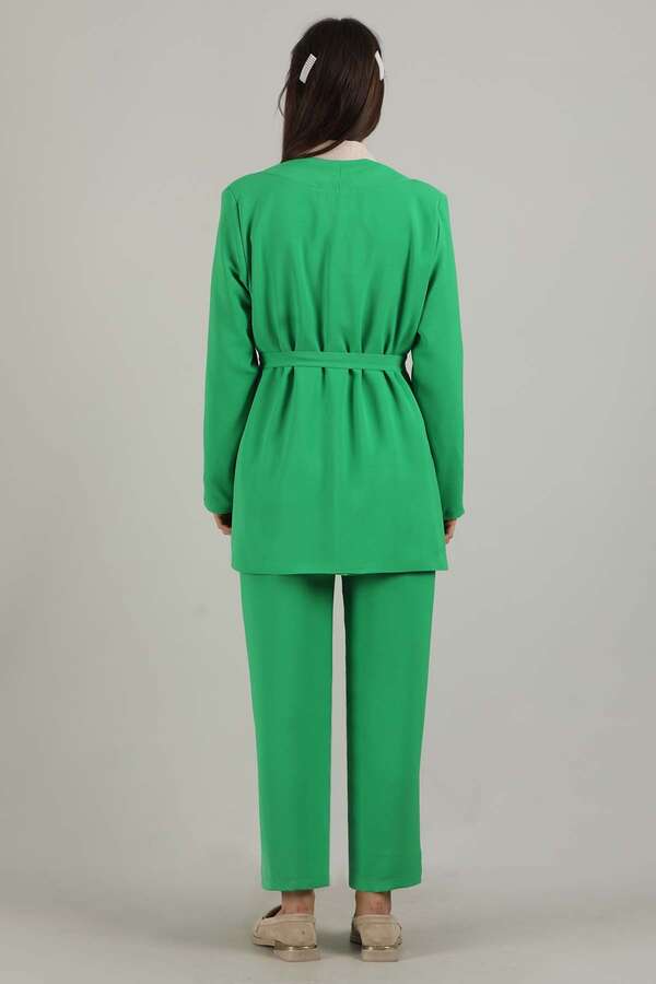 Side Tied Tunic Suit Green - 5