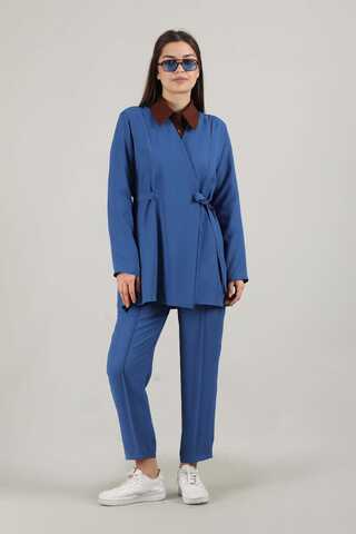 Side Tied Tunic Suit İndigo - 1