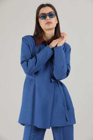 Side Tied Tunic Suit İndigo - 2