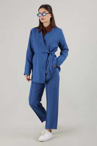 Side Tied Tunic Suit İndigo - 3