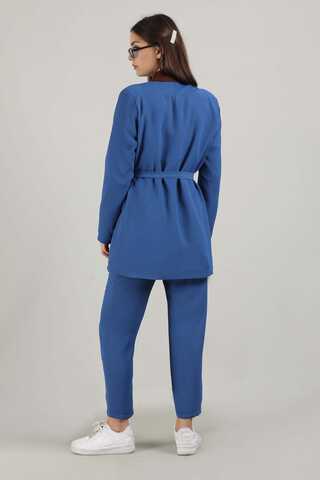 Side Tied Tunic Suit İndigo - 5