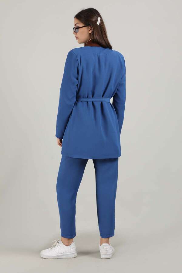 Side Tied Tunic Suit İndigo - 5