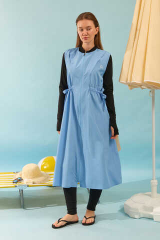 Side Tie Vest Swimsuit Baby Blue - 1