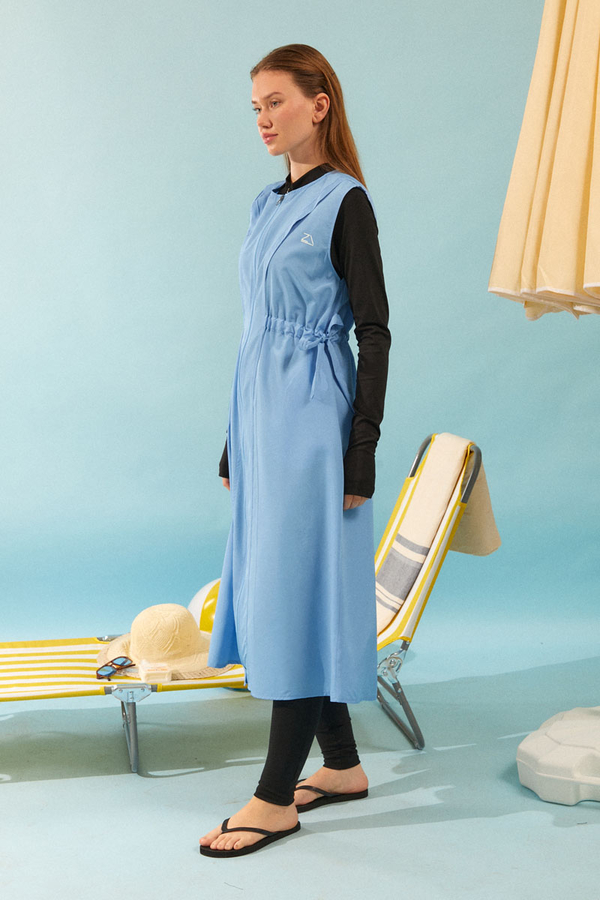 Side Tie Vest Swimsuit Baby Blue - 2