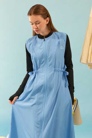 Side Tie Vest Swimsuit Baby Blue - 3