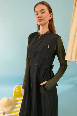 Side Tie Vest Swimsuit Black - 2