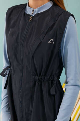 Side Tie Vest Swimsuit Dark Navy - 2