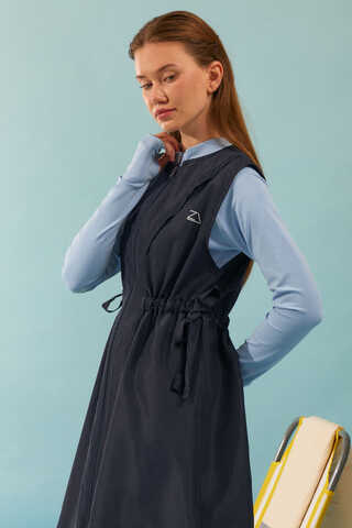 Side Tie Vest Swimsuit Dark Navy - 4