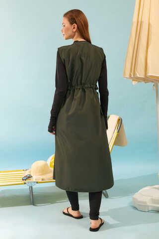 Side Tie Vest Swimsuit Khaki - 5