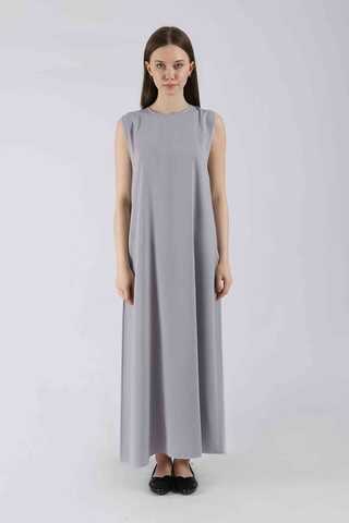 Sıfır Kol İçlik Elbise Gri - 1
