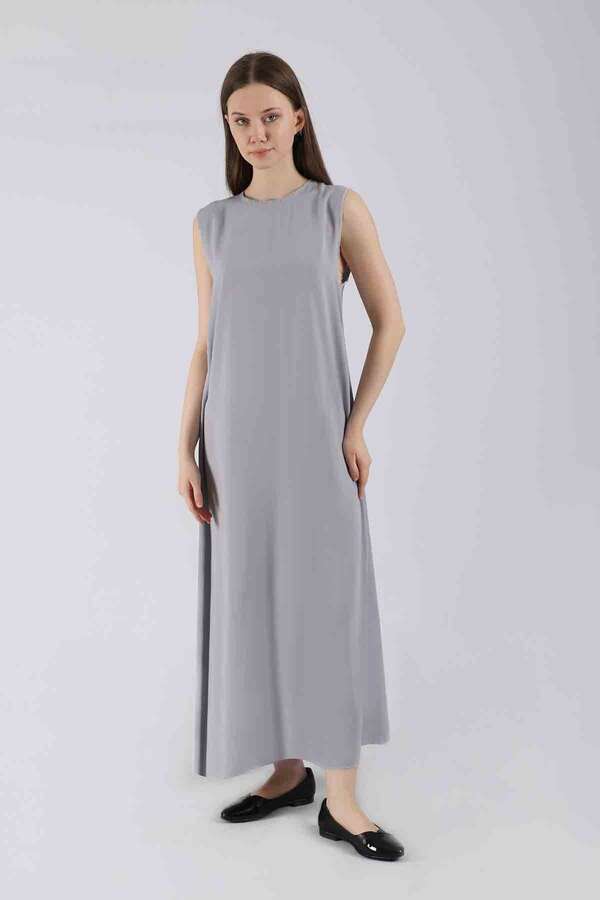 Sıfır Kol İçlik Elbise Gri - 2