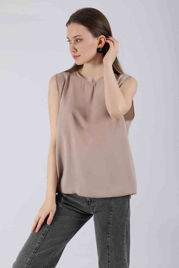 Sıfır Kol Kısa İçlik Koyu Vizon - 1