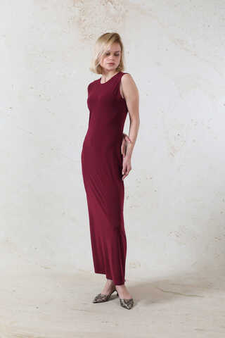 Likralı İç Elbise Bordo - 1