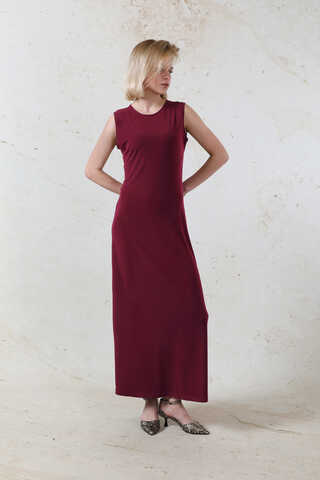 Likralı İç Elbise Bordo - 3