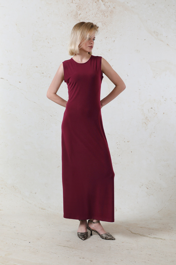 Likralı İç Elbise Bordo - 3