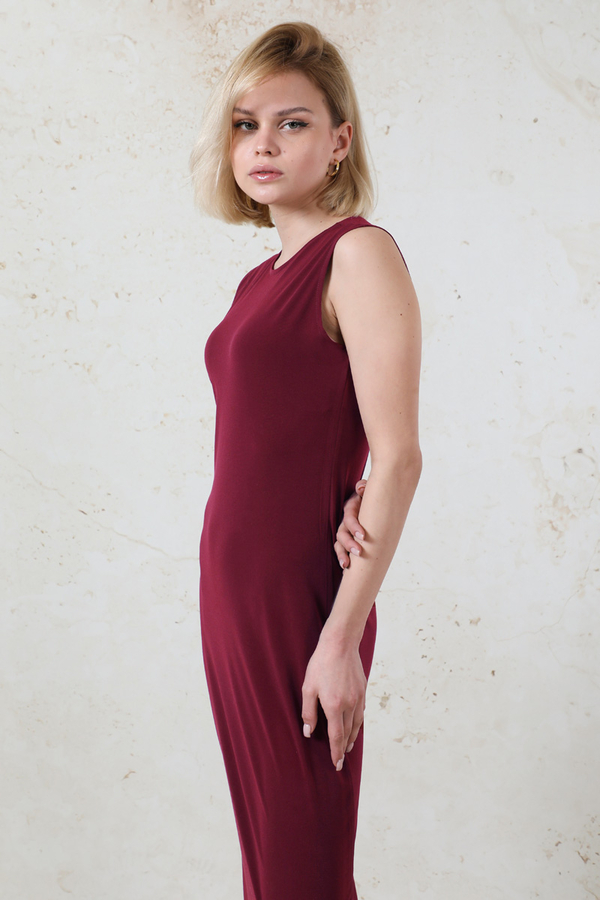 Likralı İç Elbise Bordo - 4