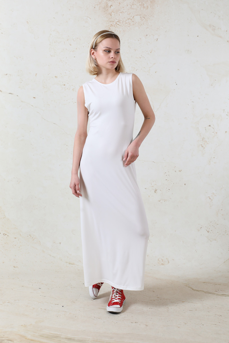 Likralı İç Elbise Ekru