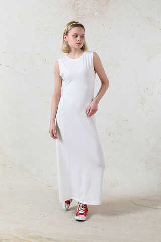 Likralı İç Elbise Ekru - 1