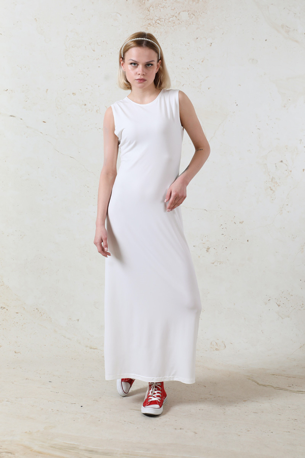 Likralı İç Elbise Ekru - 2