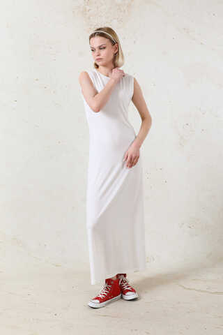 Likralı İç Elbise Ekru - 3