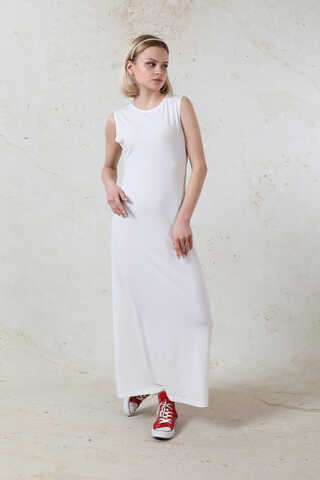 Likralı İç Elbise Ekru - 4