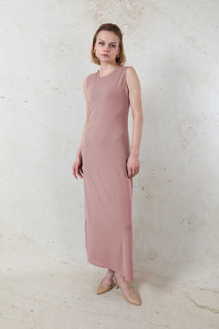 Likralı İç Elbise Gül Kurusu - 4