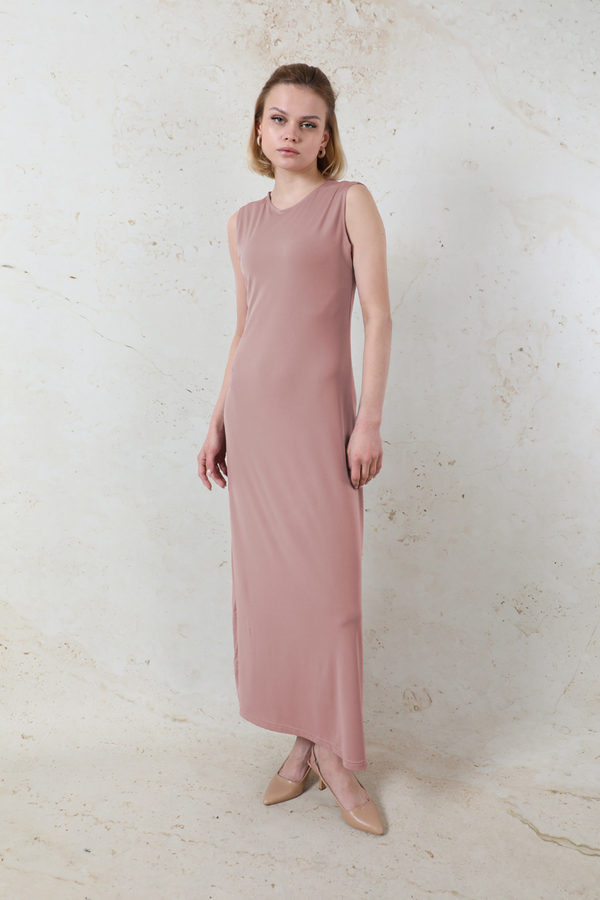 Likralı İç Elbise Gül Kurusu - 4