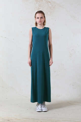 Likralı İç Elbise Petrol Mavisi - 2