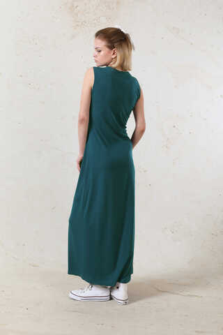 Likralı İç Elbise Petrol Mavisi - 7