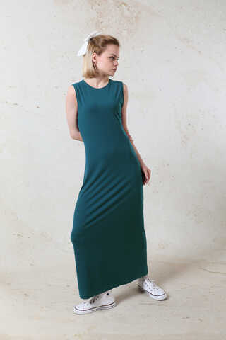 Likralı İç Elbise Petrol Mavisi - 1