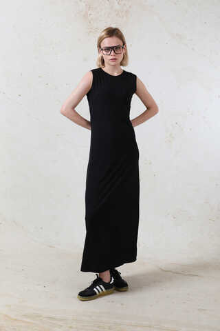 Likralı İç Elbise Siyah - 4