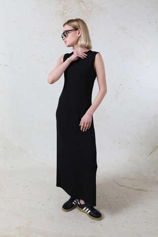 Likralı İç Elbise Siyah - 5