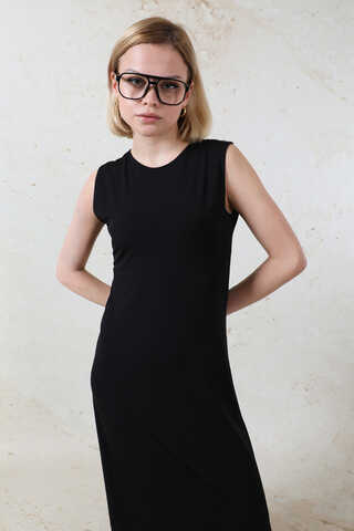 Likralı İç Elbise Siyah - 6