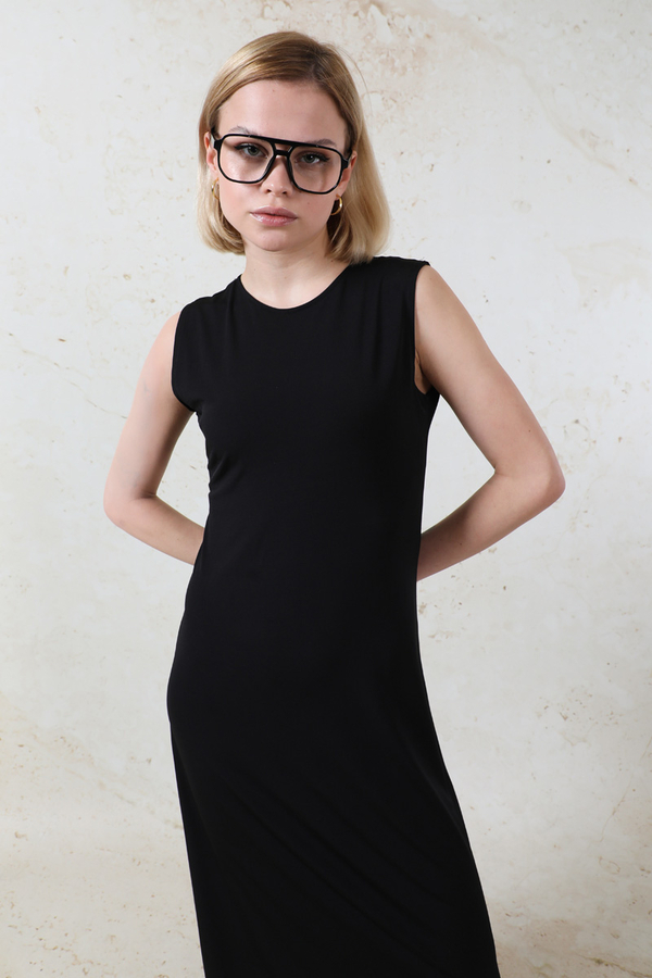 Likralı İç Elbise Siyah - 6