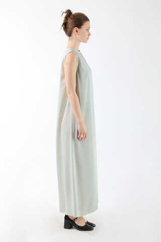 Sıfır Kol Uzun İçlik Elbise Açık Gri - 4