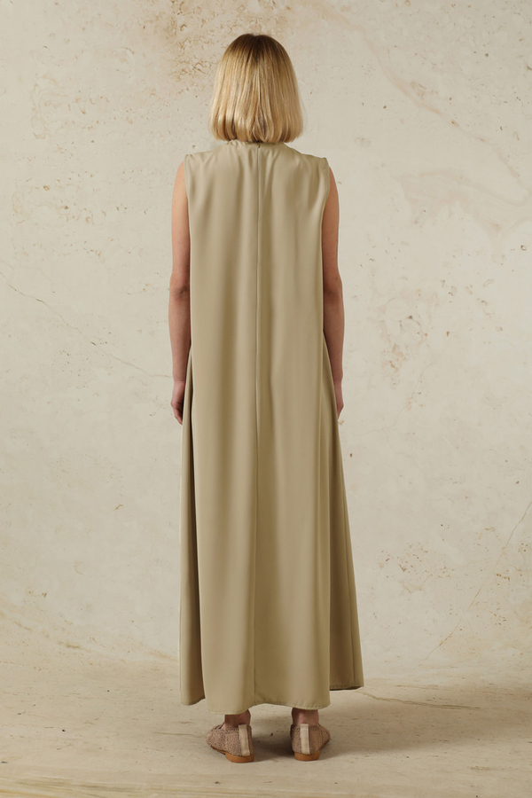 Sıfır Kol Uzun İçlik Elbise Camel - 4