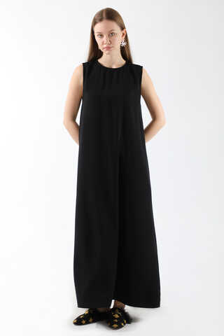 Sıfır Kol Uzun İçlik Elbise Siyah - 2