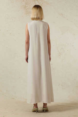 Sıfır Kol Uzun İçlik Elbise Taş - 3