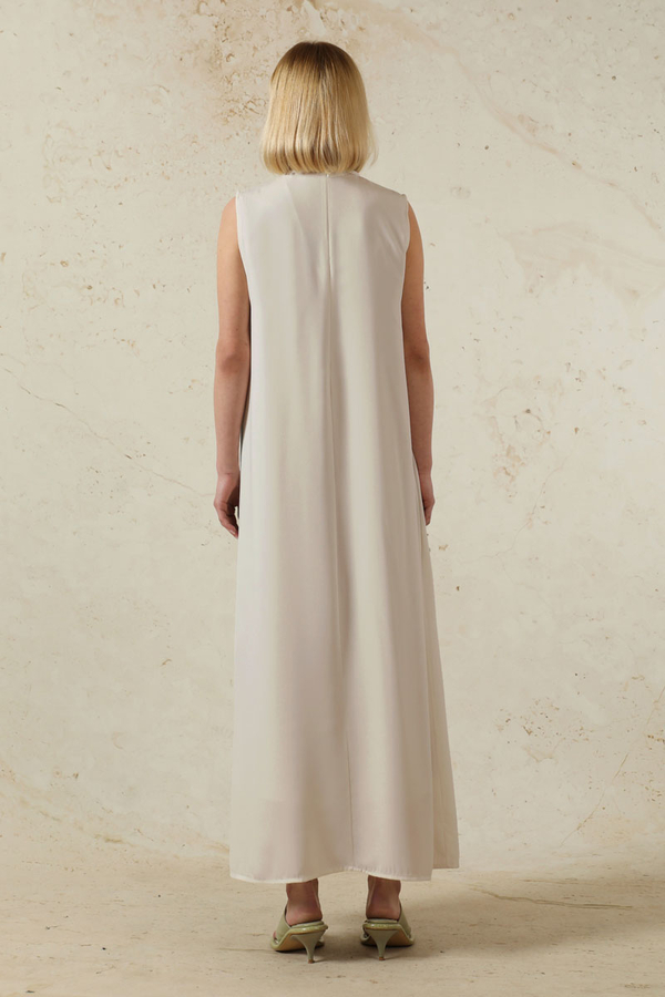 Sıfır Kol Uzun İçlik Elbise Taş - 3