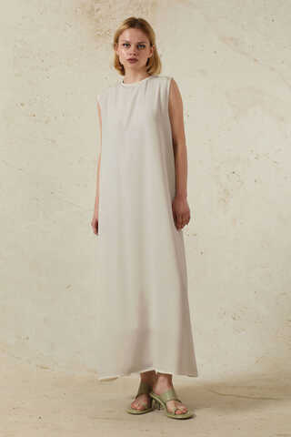 Sıfır Kol Uzun İçlik Elbise Taş - 1