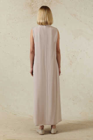Sıfır Kol Uzun İçlik Elbise Toz Pembe - 4